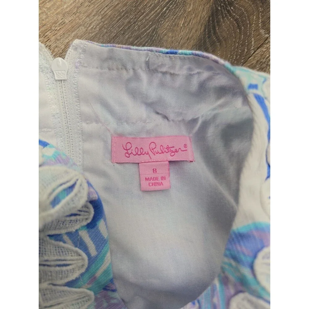 Lilly Pulitzer Girls Classic Shift Dress Girls 8 Aboat Time Purple Sail Boats